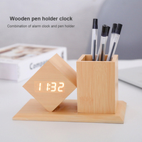 Termómetro Digital de Madera con Portalápices, Reloj Despertador, para Regalo y Promoción, al Precio Más Bajo
