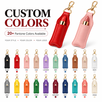 Porte-clés en cuir PU personnalisé avec logo, étui portable pour baume à lèvres, étui à rouge à lèvres, breloque promotionnelle pour sac