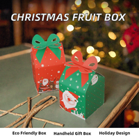 Kerstmis geëmbosseerde, recyclebare, zelfopstellende, voedselveilige fruit- en snoepdozen van papier met handvat voor Kerstavond