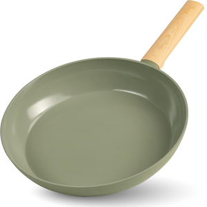 Nordic Sage Green Nonstick <b>Frying</b> <b>Pan</b> Round Aluminum Skillet Cookware with Wooden Handle - Product Image 1