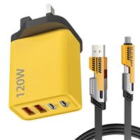 Chargeur Mural USB C à 4 Ports 120W Charge Rapide USB-C PD QC3.0 avec Prise UE/US/UK