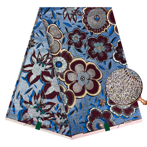 Nouveau Modèle 100 % Coton Batik Dobby Imprimés Wax Dorés Hollandais <span class=keywords><strong>Pagne</strong></span> Africain 6 Yards, Tissu pour <span class=keywords><strong>Pagne</strong></span> & Sac pour Fille & Garçon - Product Image 1