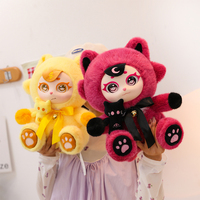Adorable Peluche Chat Elfe Fantastique, Jouet en Vinyle Kawaii avec Visage de Chaton de Dessin Animé, avec Nœud et Clochette, Chat Assis Créatif, Cadeau pour Filles