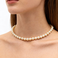 Colliers de bijoux fins européens et américains, collier de perles d'eau douce, bijoux en or platine pour les anniversaires