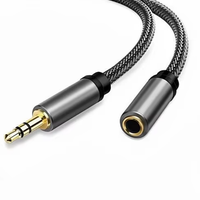 Câble d'extension audio en cuivre sans oxygène plaqué or 3,5 mm, mâle-femelle, tressé en nylon, pour écouteurs, haut-parleurs, téléphone, son stéréo