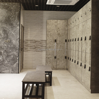 Nouvelle conception de casier de vestiaire de salle de sport en HPL ignifuge, marque AOGAO, Guangdong, avec serrure électronique, cadre en aluminium, fixation murale