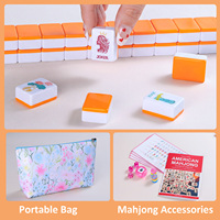 Ubin Mahjong Melamin Custom160 Bertema Bunga Parfum Musim Semi Mewah Berlapis Oranye Gaya Amerika