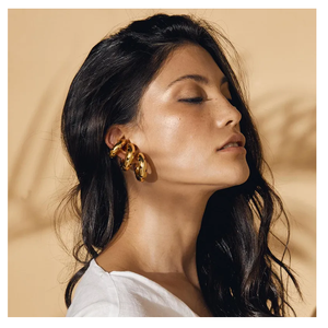 Pendientes de aro con forma de gota de agua chapados en oro de 18 quilates de Pvd de alto pulido de La India, joyería impermeable que no se deslustra - Product Image 2