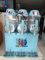 Machine à slush commerciale à 3 cylindres, couleur macaron bleu vif, idéale pour les salons de thé à succès sur internet et la location pour événements