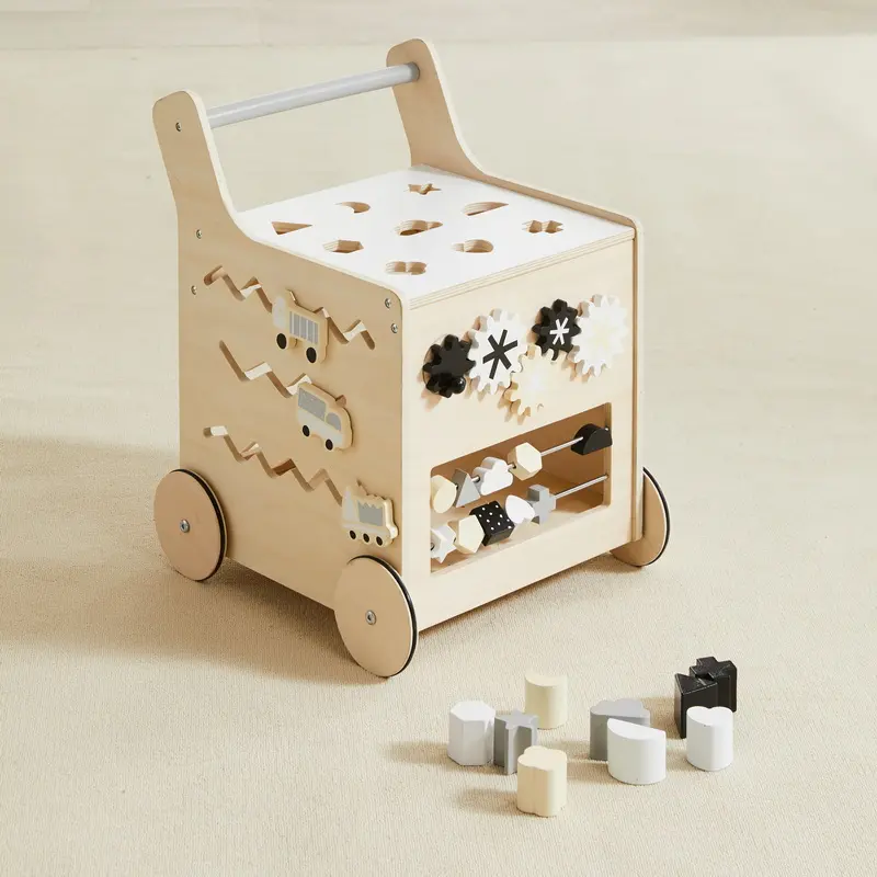 Asweets Holz Montessori Busy Board Spielzeug Baby Cube Aktivität Walker für Kleinkinder