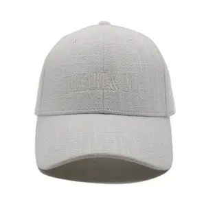 高品质高尔夫马球Gorras 6面板亚麻棉定制刺绣结构弧形帽檐复古运动棒球帽
