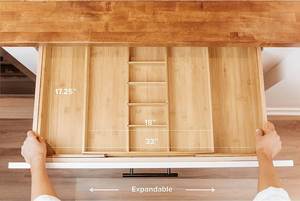 ถาดจัดระเบียบช้อนส้อมและอุปกรณ์ครัวแบบขยายได้ พรีเมียม สีเงิน สำหรับลิ้นชักครัว  ถาดจัดระเบียบอุปกรณ์ครัวแบบไม้ไผ่ - Product Image 3