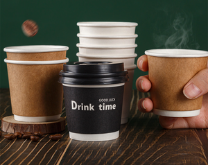 Vasos de Papel Desechables de Doble Pared Blancos Ecológicos con Logotipo Personalizado para Bebidas Frías y Calientes con Tapas para Llevar - Product Image 3