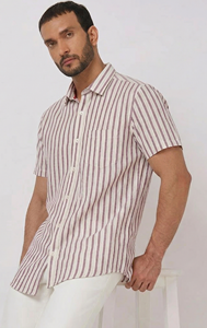 Premium Woven Linen Stripe Anti-Wrinkle Shirt for Men Casual Slim Fit Summer Wear Breathable - Product Image 4