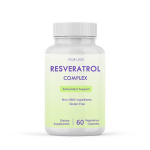 Suplemento Herbal OEM, Cápsulas de Resveratrol Sin GMO y Sin Gluten, Apoyo para el Envejecimiento Saludable y Antioxidante - Product Image 1