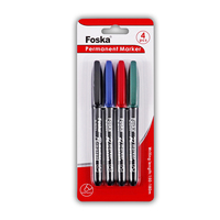 Foska prix d'usine 4 couleurs balle pointe fine alcool étanche à base d'huile ensemble de marqueurs permanents pour l'école et le bureau