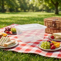 Boîte à lunch rectangulaire transparente jetable épaissie de qualité alimentaire pour la restauration rapide avec couvercle, sans fond, pour snacks