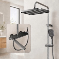 Excellent ensemble de douche numérique en aluminium avec affichage à touches de piano, installation encastrée, robinet de baignoire multifonctionnel pour hôtel