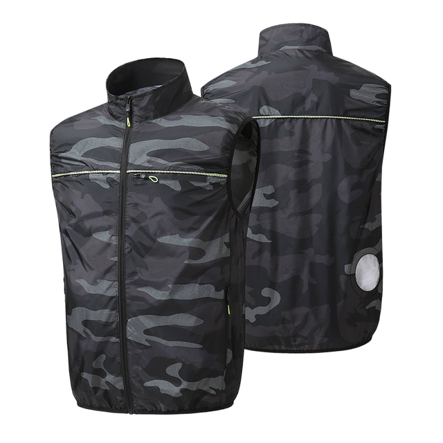 Outdoor Summer Breathable Quick Dry Battery-Powered Cooling Vest Zipper for Workers-Sleeveless Outerwear Jacket Fans Hiking