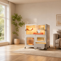 Grande cage à chat multi-niveaux, villa de luxe pour chat avec roulettes, porte transparente, hamac et tiroir à litière pour chats d'intérieur