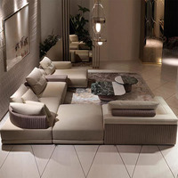 Pelapis kulit asli buatan khusus Modular ruang tamu kupon lembut Set sarung Sofa berbantalan untuk vila Hotel vila