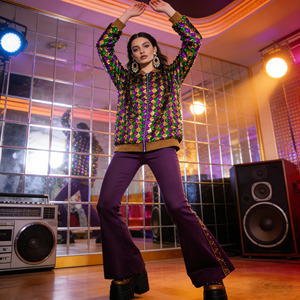 Chaqueta de Lentejuelas para Mujer Yi Xiaoyi, Manga Larga, Estilo Retro Disco, Traje de Baile, Ropa para Actuaciones de Jazz para Adultos - Product Image 1