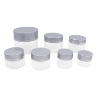 Pot cosmétique de luxe en verre dépoli personnalisé de 50g, large, vide, pour crème de soin, avec couvercle en plastique sérigraphié