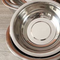 Bol à salade moderne en acier inoxydable poli 201 de haute qualité, écologique, épais, avec large rebord, pour mélanger les légumes et laver les aliments