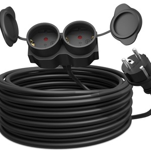 Cable de extensión europeo impermeable de 16A con 3 enchufes, cable de goma IP44 para exteriores, para electrodomésticos. - Product Image 3