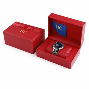 กล่องนาฬิกาวินเทจพรีเมียม กล่องโชว์เครื่องประดับหนัง PU แบบมีบานพับ กล่องใส่นาฬิกาหนัง PU ปั๊มฟอยล์โลโก้ตามสั่ง ขายส่ง - Product Image 1