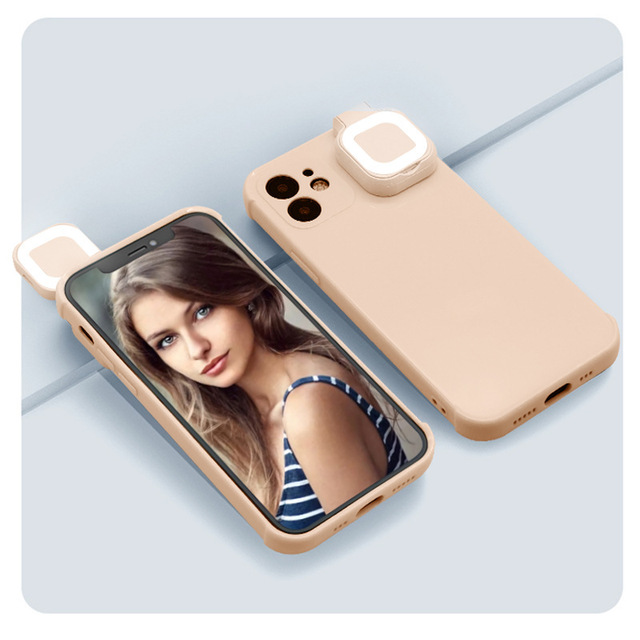 Factory Wholesale Custom Ring Flash LED Fill Light Phone Case for iPhone 12 13 Pro Max