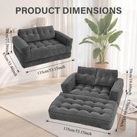 Canapé 2 places sans structure, fauteuil pouf rembourré Cloud Couch avec coussins, livré en boîte, aucun assemblage requis, noir