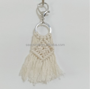 Handmade Woven Boho <strong>Macrame</strong> UV Printing Cotton Rope Keychain <strong>Bag</strong> Charm Pendant Tassel Accessories - Product Image 4