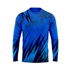 Camiseta de Manga Larga para Hombre, Protección UV, Color Azul Degradado, Camiseta Deportiva de Manga Larga para Natación - Product Image 1