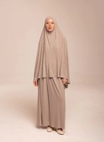 2025er Mode Islamische Kleidung Abaya Set aus Premium-Jersey-Stoff Elastischer Jersey-Baumwoll-Long-Hijab Khimar