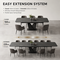 Ensemble de table et chaises de salle à manger en aluminium et ardoise, résistant à l'eau, pour l'extérieur, idéal pour hôtels, restaurants, revente et villas