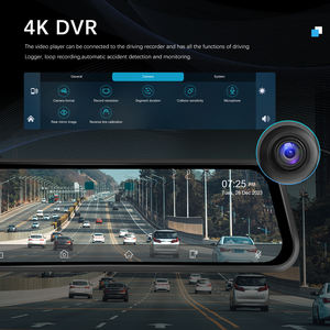 Podofo Écran portable 12 pouces sans fil Carplay / Android Auto DVR Caméra frontale 4K intégrée Double objectif Wifi Vidéo Émetteur FM - Product Image 3