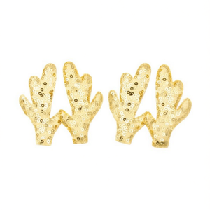 Ornamento in Corna di Cervo Ilan con Paillettes 4x8mm, Decorazione Natalizia, 2 Pezzi - Product Image 1