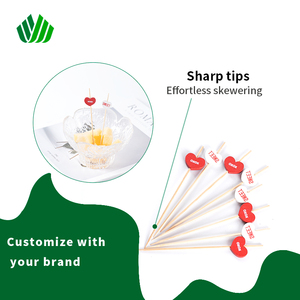 Piques à cocktail en bambou en forme de cœur de 12 cm, écologiques et compostables, pour la Saint-Valentin, les fêtes et la décoration des restaurants - Product Image 3