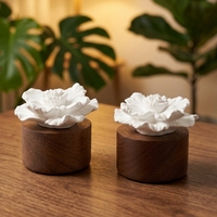 Diffuseur d'huiles essentielles en céramique parfumée de haute qualité, fait main, en porcelaine, avec base en bois, pour assainir l'air et parfumer l'espace.