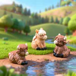 <span class=keywords><strong>Miniatura</strong></span> de Vaca y Caballo, Micropaisaje, Decoración de Oficina, Jardín, Escritorio, Mesa de Fiesta, Mini Figuras de Animales de Resina, Adornos - Product Image 3