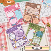 Combinación de Papelería de Dibujos Animados Notas Adhesivas Kawaii Bloc de Notas y Suministros Escolares