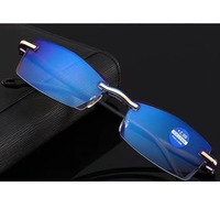 Lunettes de lecture sans monture serties de diamants, anti-lumière bleue, sans monture, pour hommes et femmes, lunettes intégrées pour personnes âgées