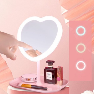 Light Heart Shape <b>LED</b> Mirror Detachable Makeup Mirror Travel Cosmetic Mirror with <b>LED</b> Lights for Gift Birthday Valentine's Day - Product Image 3