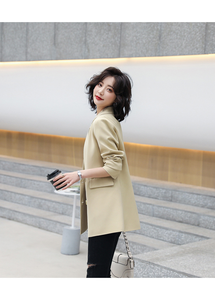 Abiti da ufficio da <span class=keywords><strong>donna</strong></span> in poliestere <span class=keywords><strong>giallo</strong></span> stile di fabbrica giacche doppiopetto con colletto rovesciato da esterno cappotti casual da <span class=keywords><strong>donna</strong></span> - Product Image 2