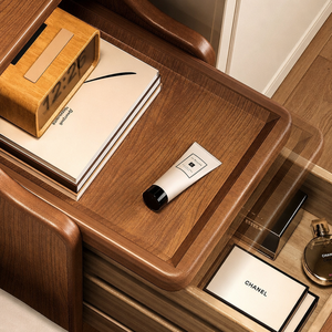Mini Narrow Walnut <strong>Bedside</strong> <strong>Table</strong> With Drawer Cable Hole Nightstand For Small Space Bedroom Compact Wood Modern Storage - Product Image 2