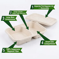 Wegwerp suikerrietbagasse BPA-vrije deksel cateringdoos voor afhaalmaaltijden, biologisch afbreekbaar, magnetronbestendig, aanpasbaar voor sushi, gebak en desserts