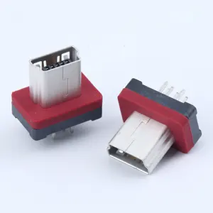 Impermeável IP65 Mini USB 5Pin conector Vertical em linha reta através do furo tipo USB fêmea Jack com contato 30U "banhado a ouro