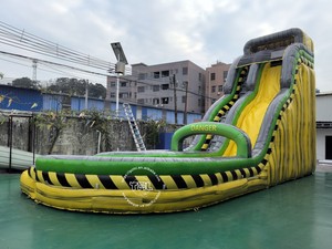 Custom OEM Inflatable Water <strong>Slide</strong> - Yellow Black Warning Branded <strong>Slide</strong> Demountable <strong>Swimming</strong> <strong>Pool</strong> - Product Image 4