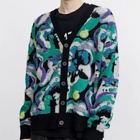 OEM ODM Designer Cardigan Pull Hommes Pull À Tricoter Personnalisé Tricots Jacquard Pull Cardigan Hommes